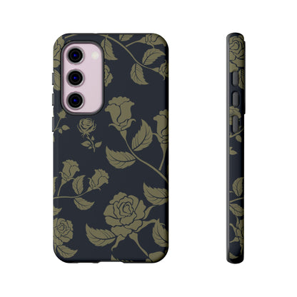 Samsung Galaxy S23 Plus / Glossy Phone Case - ’Blue & Olive Rose Pattern’ Phone Case