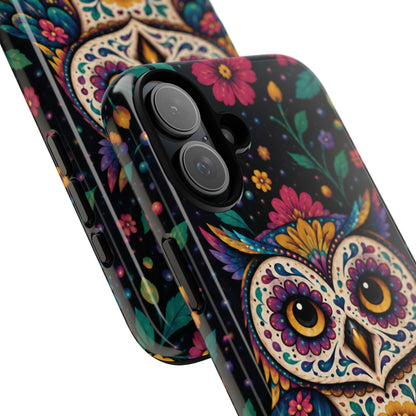 Vibrant Purple and Teal Calavera Owl Phone Case - Multicolor Phone Case