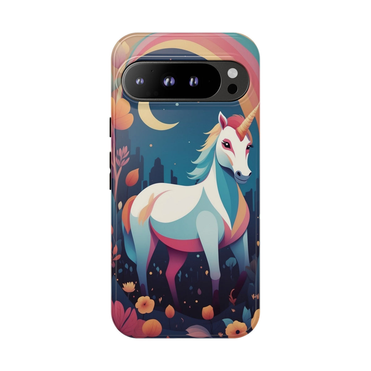 Stylised Unicorn & Rainbow Design Phone Case - Multicolor Phone Case - Google Pixel 9 Pro XL / Glossy