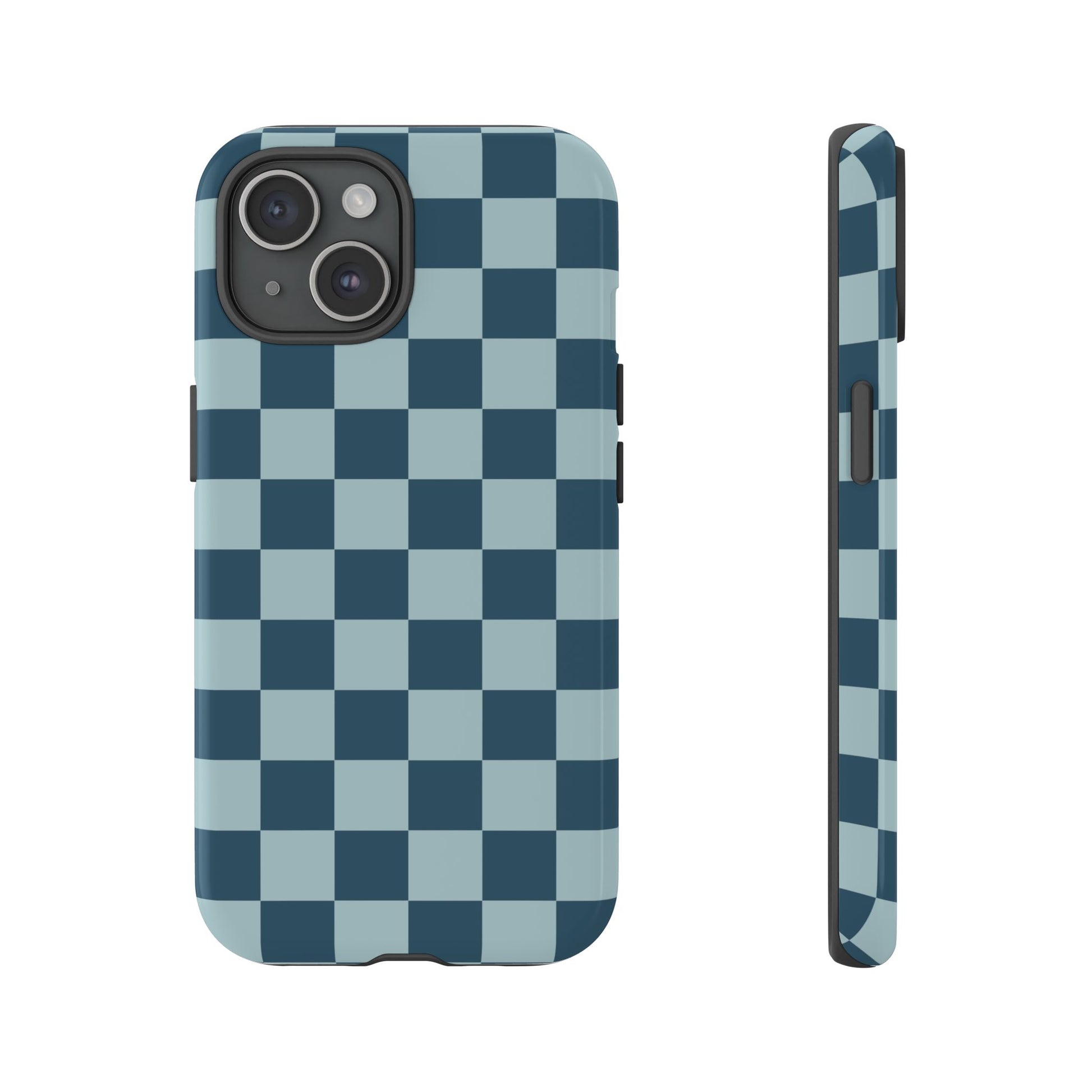 Blue Checked Pattern Phone Case - Blue Phone Case - iPhone 15 / Glossy