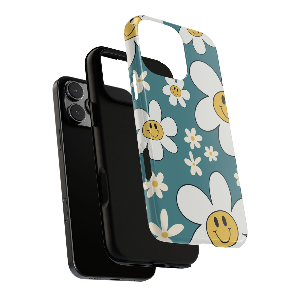 Fun Retro Daisy Pattern with Light Blue Background Phone Case - Blue Phone Case