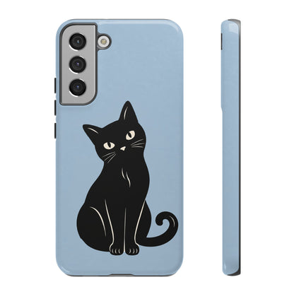Minimalist Powder Blue & Black Cat Phone Case