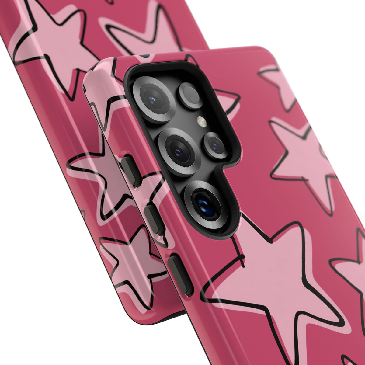 Raspberry Pink Doodle Star Phone Case