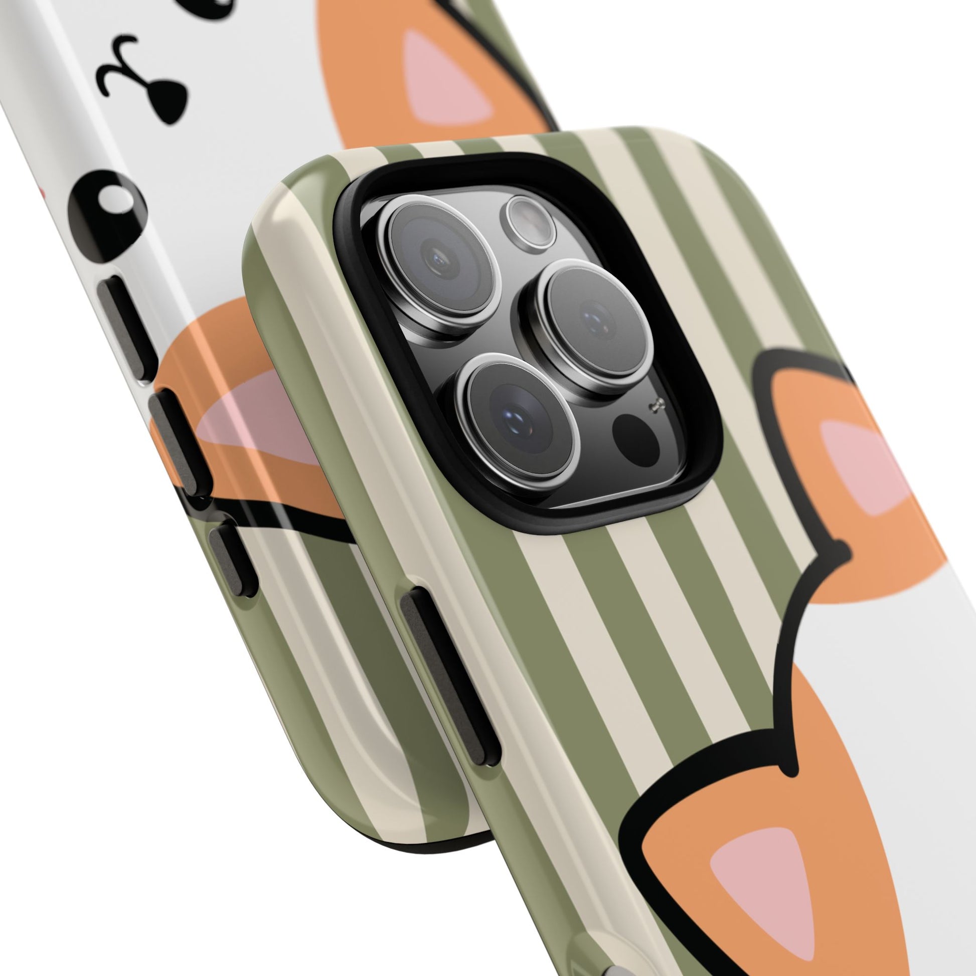 Phone Case - Peakaboo Cat with Green Stripe Pattern Phone Case