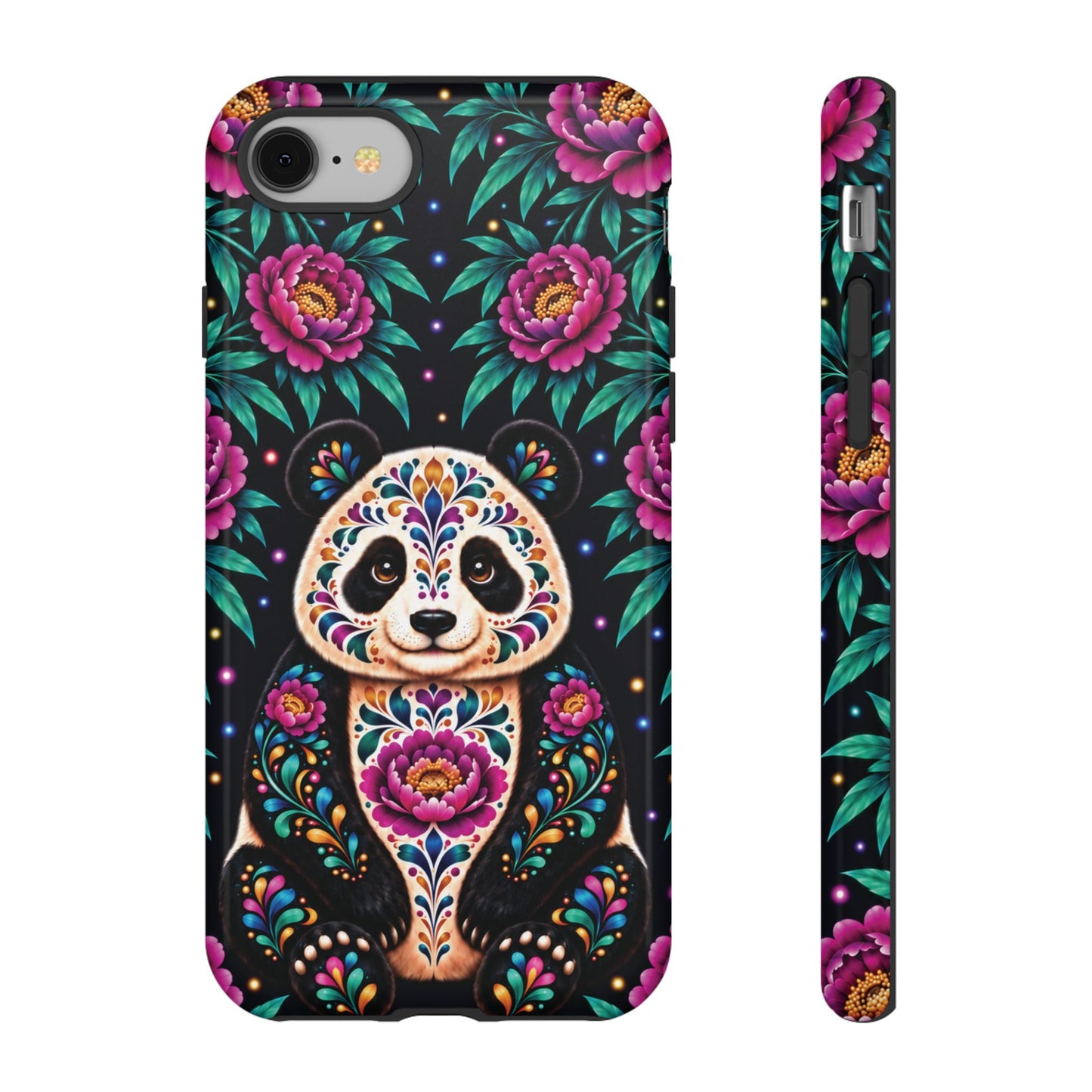 Cute Purple and Teal Calavera Panda Phone Case - Multicolor Phone Case - iPhone 8 / Glossy
