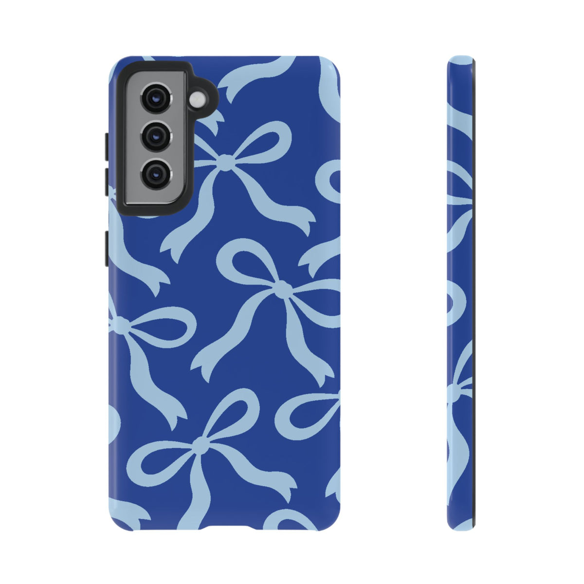 Bold Cobalt Blue and Powder Blue Bow Pattern Phone Case - Blue Phone Case - Samsung Galaxy S21 / Glossy
