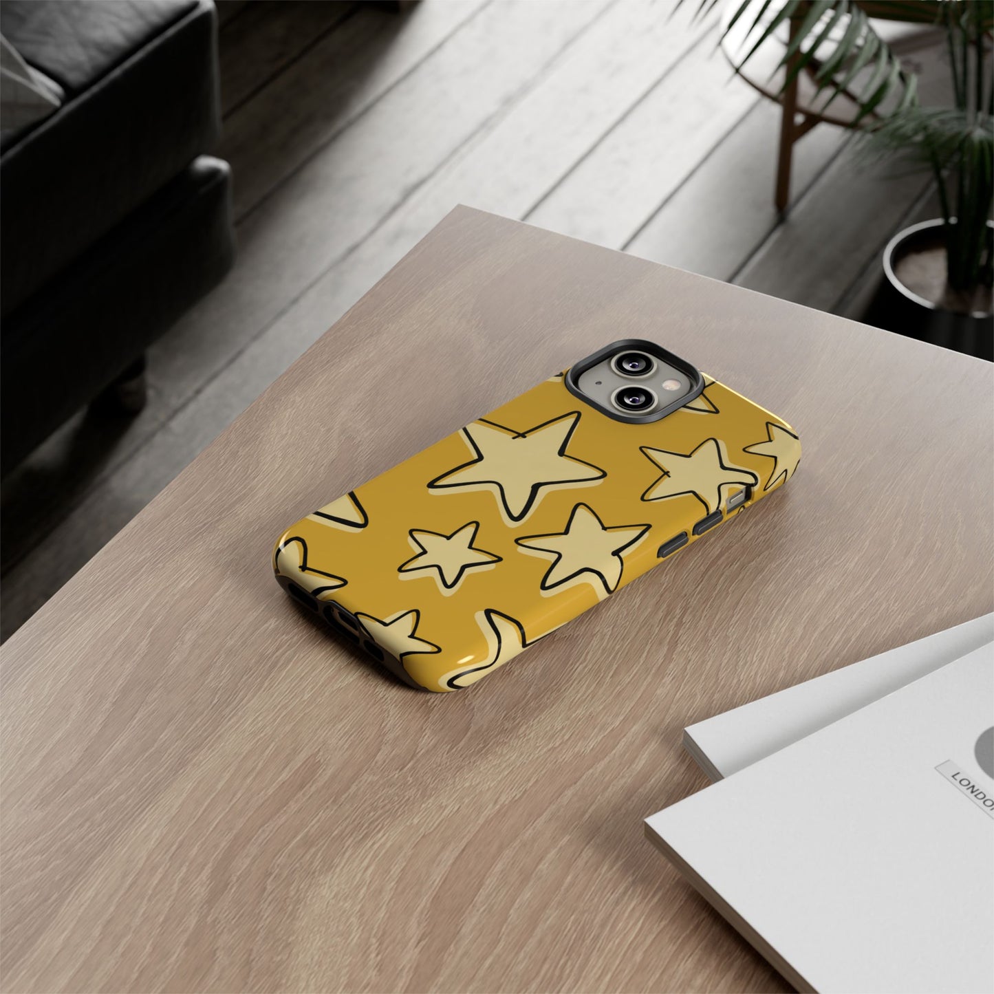 Golden Yellow Doodle Star Phone Case
