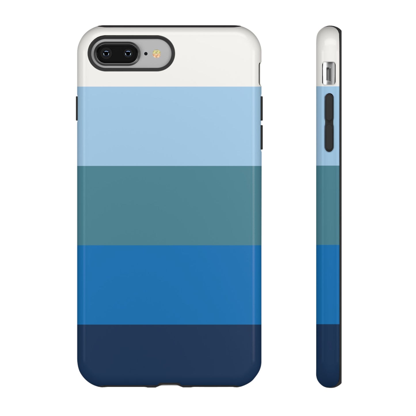Blue and White Stripe Pattern Phone Case - Blue Phone Case - iPhone 8 Plus / Glossy