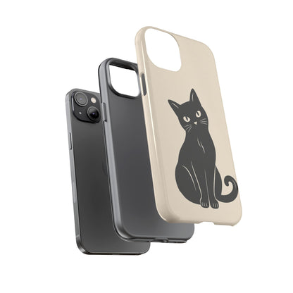 Minimalist Cream & Black Cat Phone Case