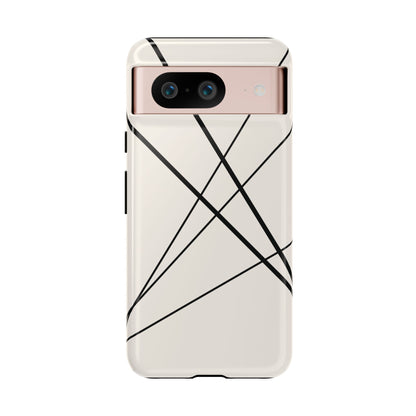 Google Pixel 8 / Glossy Phone Case - Abstract White with Black Lines Phone Case