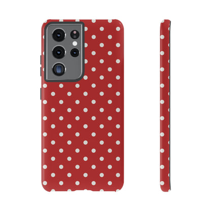 Samsung Galaxy S21 Ultra / Glossy Phone Case - Red with White Dot Pattern Phone Case