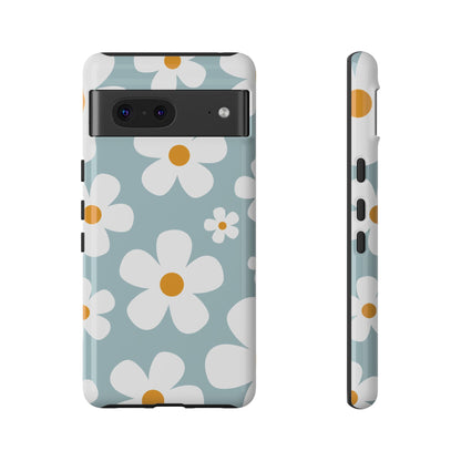 Cute Blue Daisy Pattern Phone Case - Blue Phone Case - Google Pixel 7 / Glossy