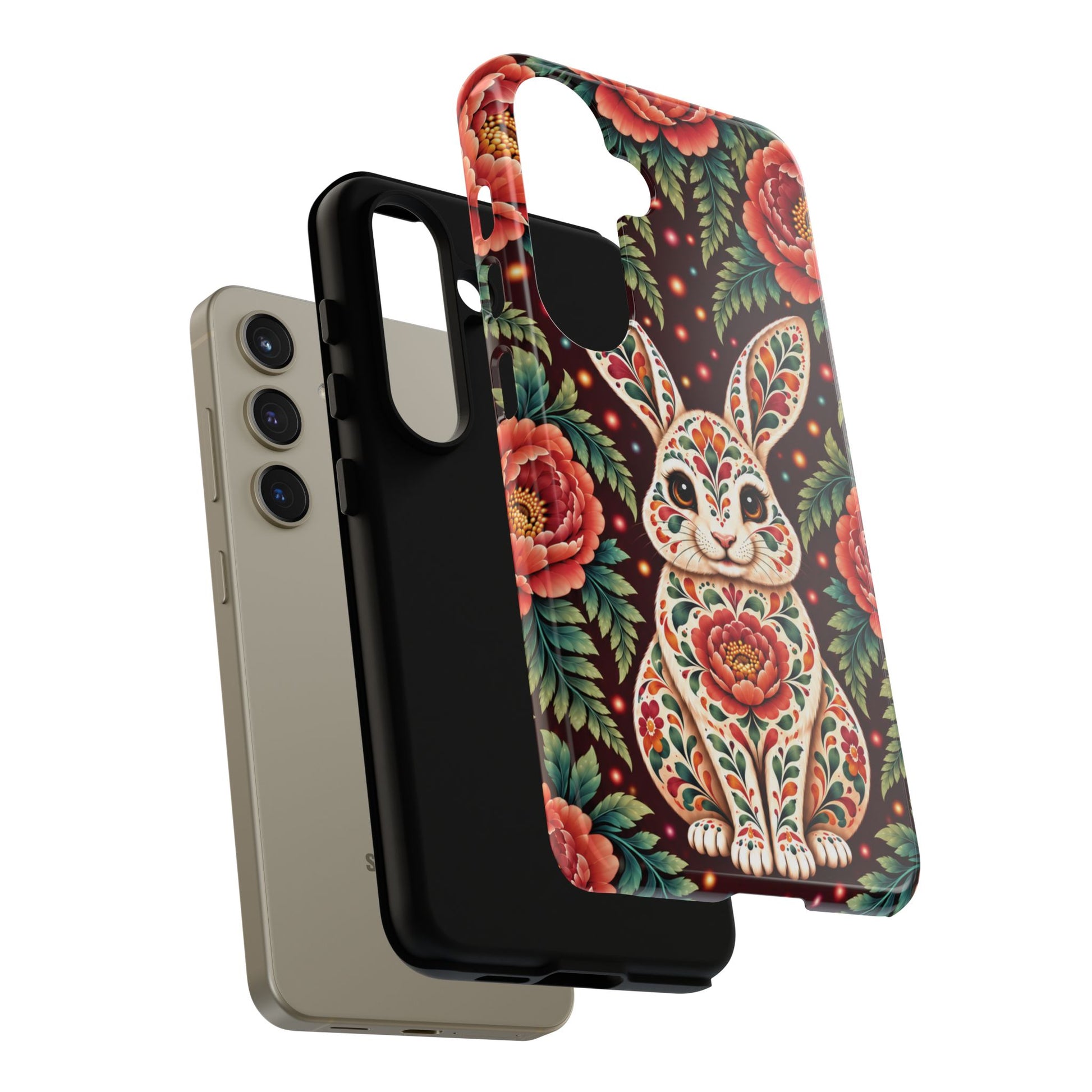 Cute Terracotta and Teal Calavera Bunny Phone Case - Phone Case