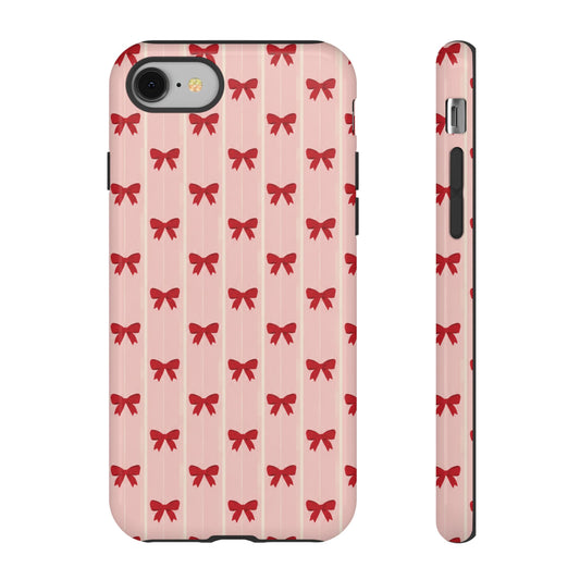 Retro Cherry Red Bow Pattern Phone Case