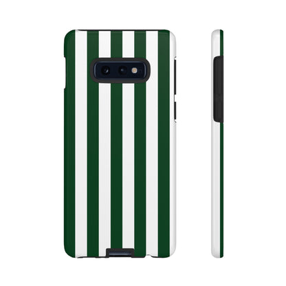 Samsung Galaxy S10E / Glossy Phone Case - Simple Dark Green & White Stripe Pattern Phone Case