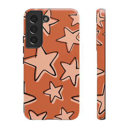 Burnt Orange Doodle Star Phone Case