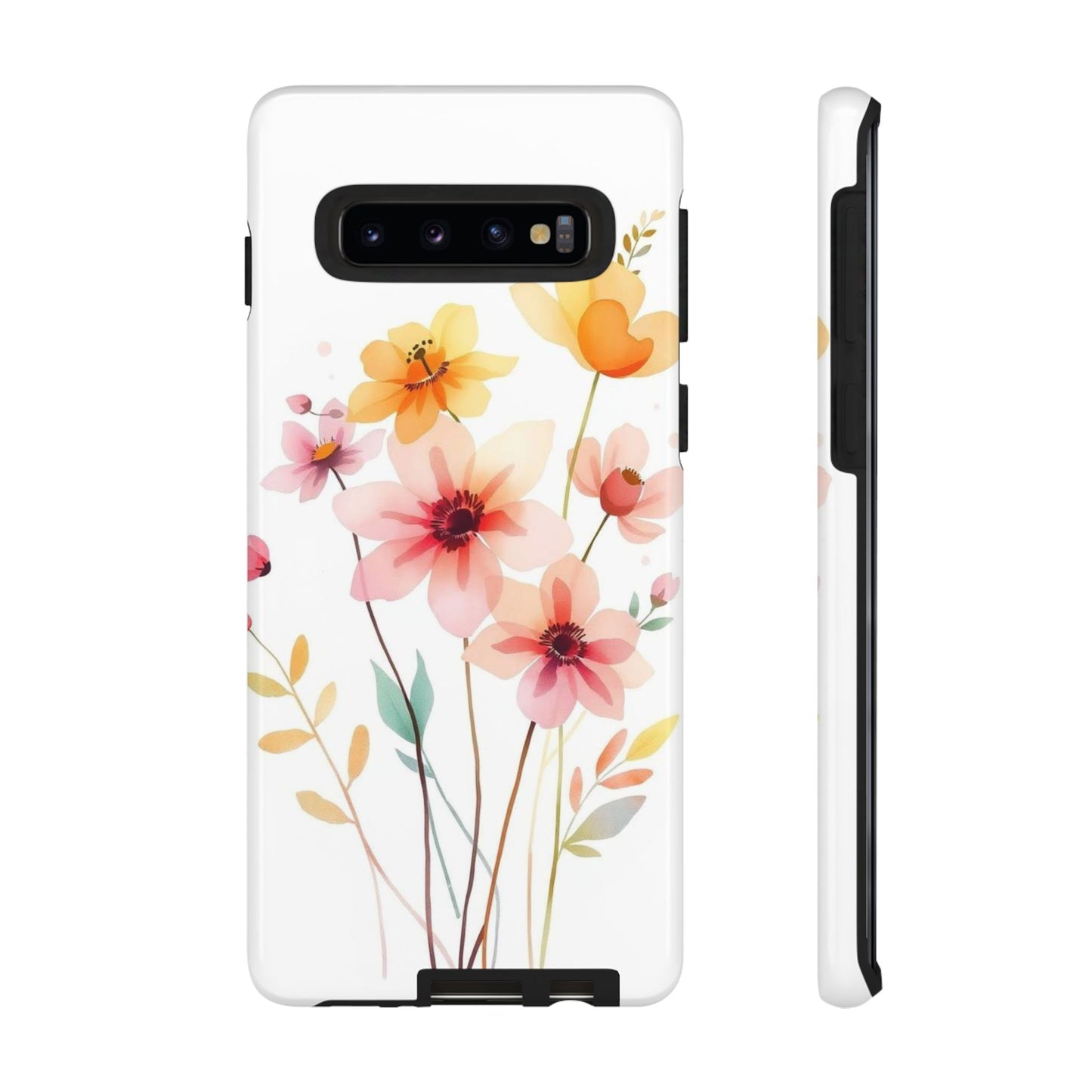Samsung Galaxy S10 / Glossy Phone Case - Boho Chic Watercolour Blooms Design Phone Case
