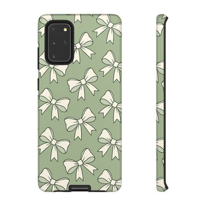 Chic Sage Green Bow Pattern Phone Case
