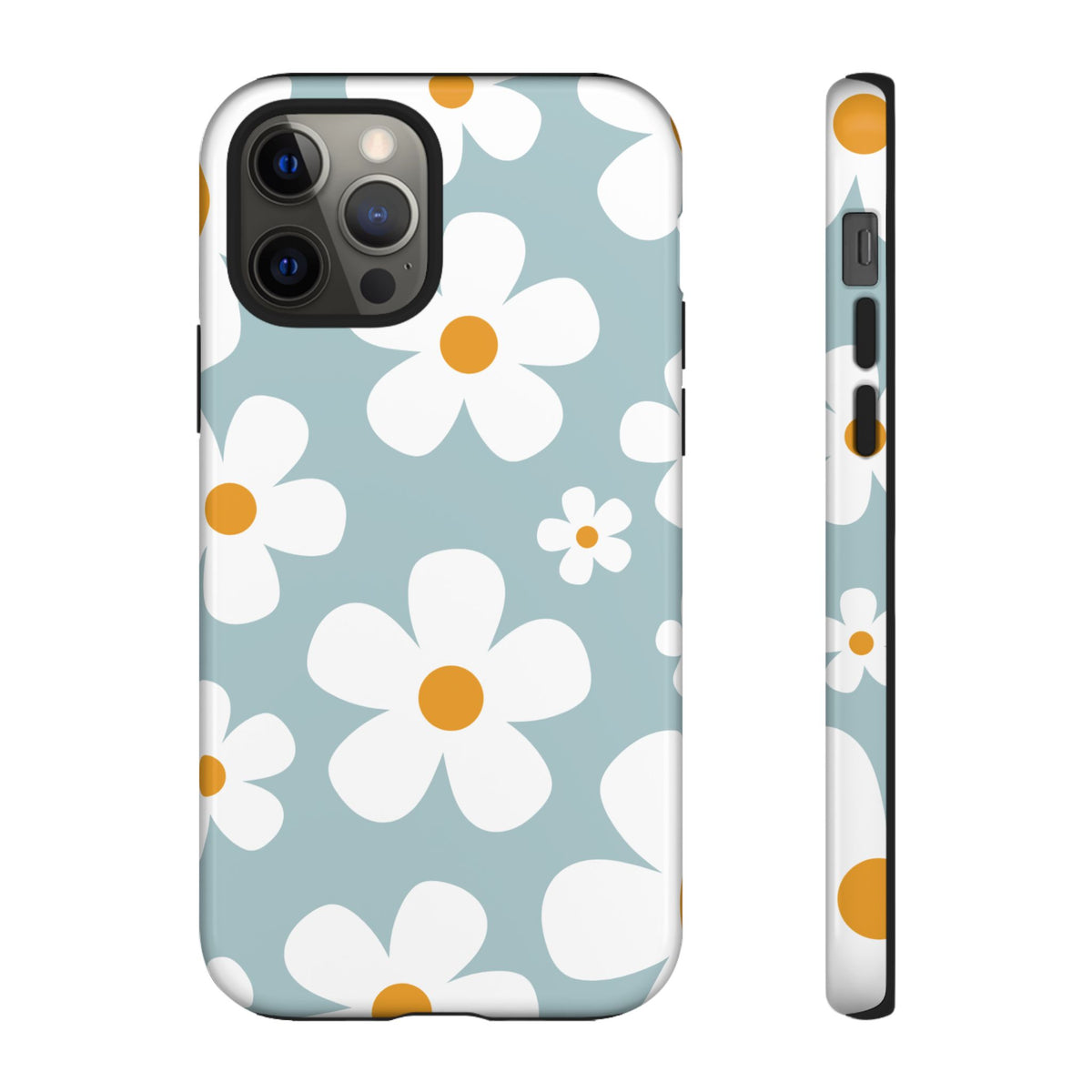 Cute Blue Daisy Pattern Phone Case - Blue Phone Case - iPhone 12 Pro / Glossy
