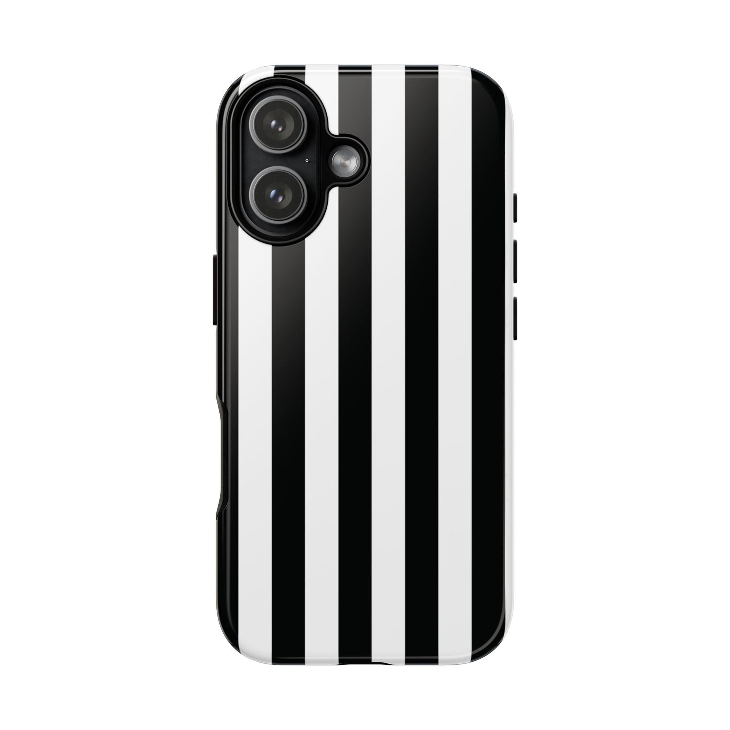 iPhone 17 / Glossy Phone Case - Simple Black & White Stripe Pattern Phone Case