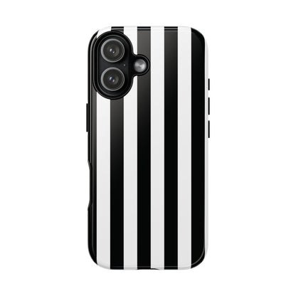 iPhone 17 / Glossy Phone Case - Simple Black & White Stripe Pattern Phone Case