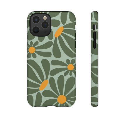 Retro Green Daisy Pattern Phone Case - Green Phone Case - iPhone 11 Pro / Glossy