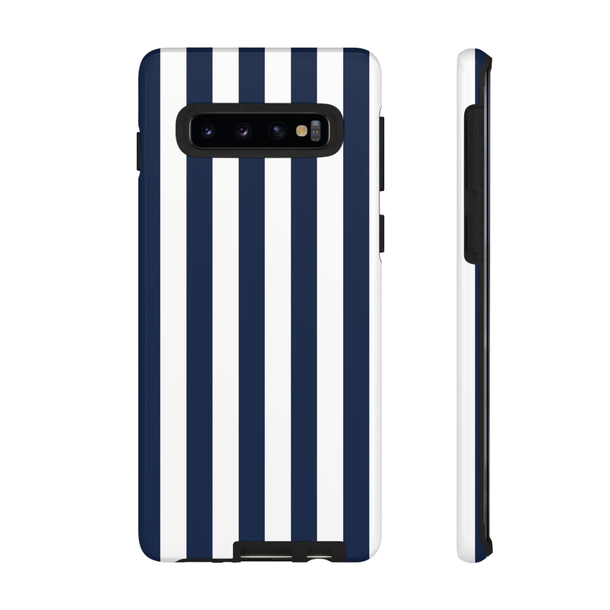 Simple Dark Blue & White Stripe Pattern Phone Case - White Phone Case