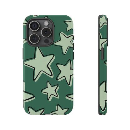 Forest Green Doodle Star Phone Case