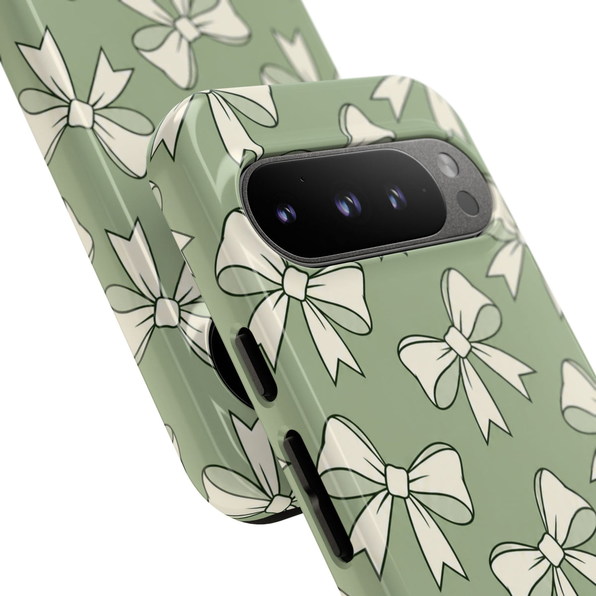 Chic Sage Green Bow Pattern Phone Case