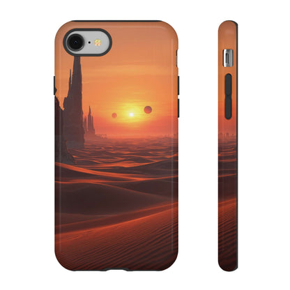 Twin Suns Desert World Sci-fi Phone Case - Orange Phone Case - iPhone 8 / Glossy