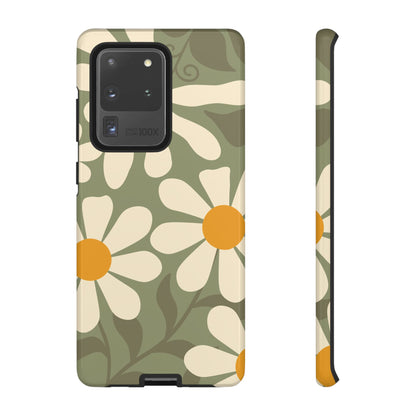Samsung Galaxy S20 Ultra / Glossy Phone Case - ’Retro Green Daisy Pattern #2’ Phone Case
