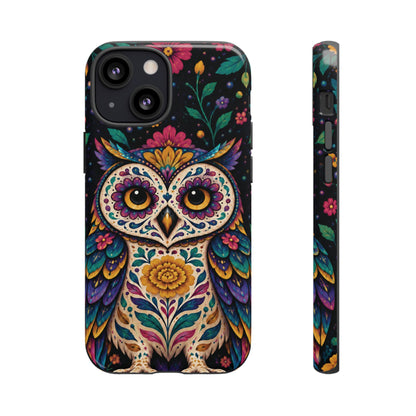 Vibrant Purple and Teal Calavera Owl Phone Case - Multicolor Phone Case - iPhone 13 Mini / Glossy