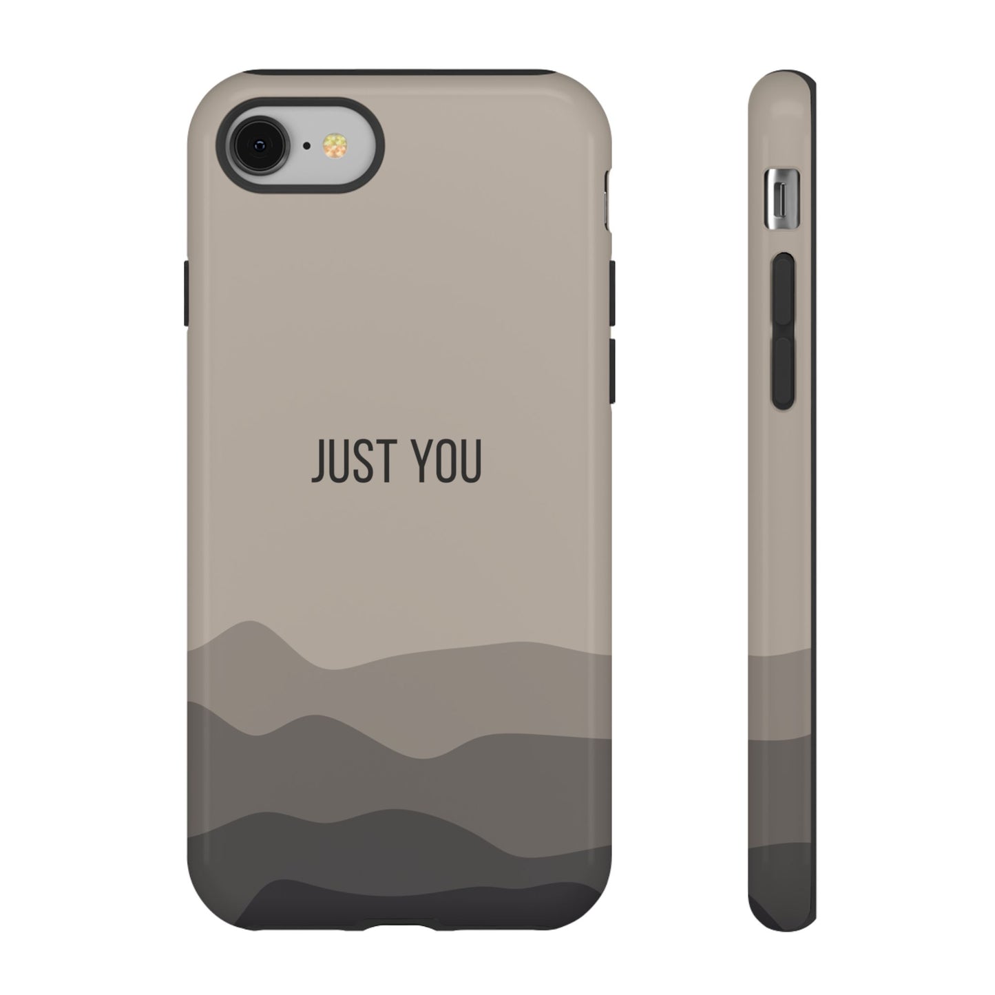 iPhone 8 / Glossy Phone Case - Minimalist Beige Waves ’Just You’ Statement Phone Case