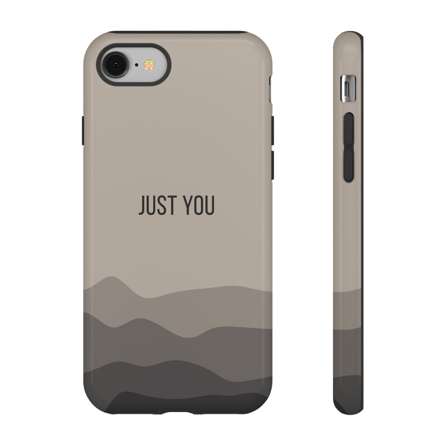 iPhone 8 / Glossy Phone Case - Minimalist Beige Waves ’Just You’ Statement Phone Case