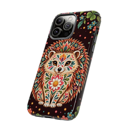 Vibrant Terracotta and Teal Calavera Hedgehog Phone Case - Multicolor Phone Case