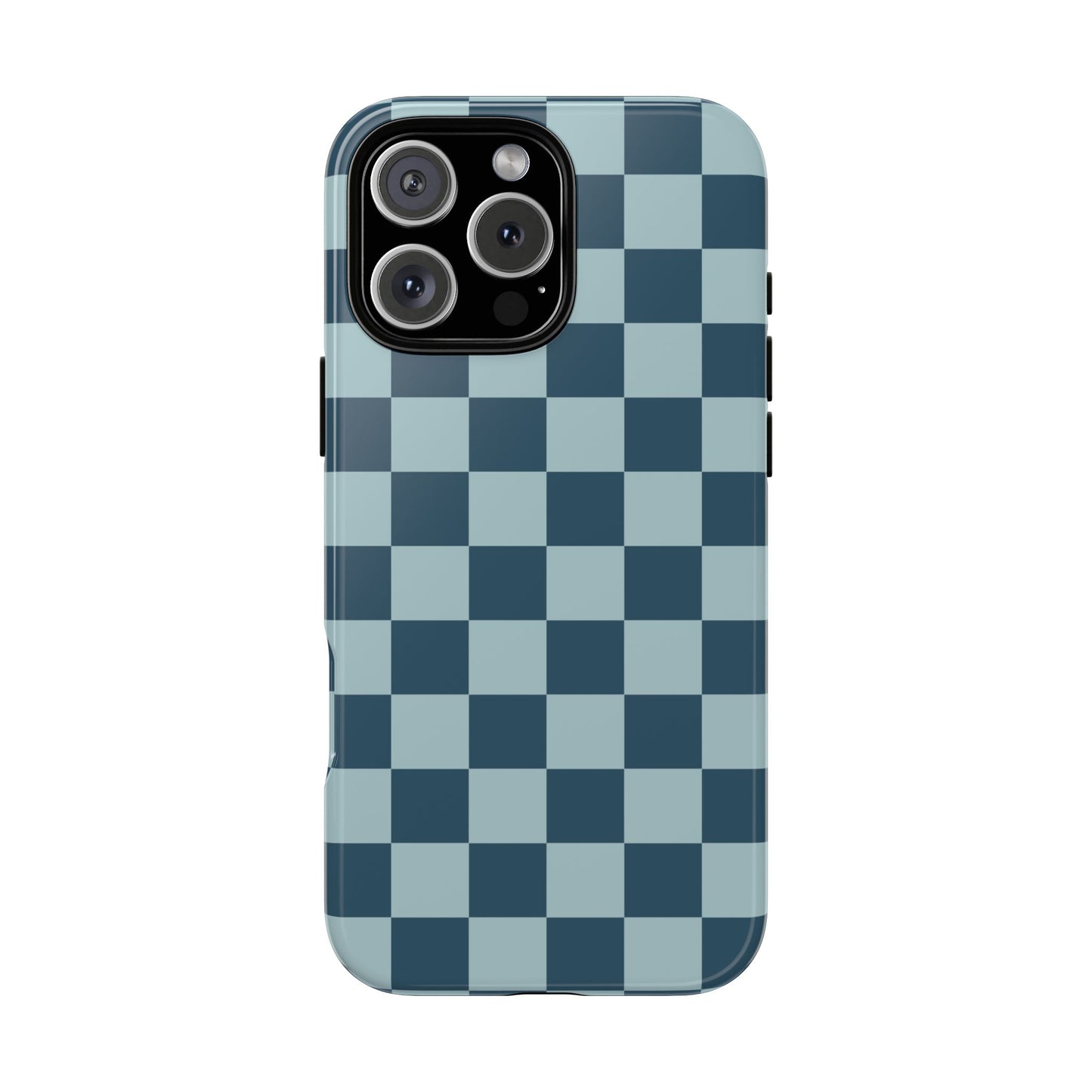 iPhone 16 Pro Max / Glossy Phone Case - ’Blue Checkered Pattern’ Phone Case