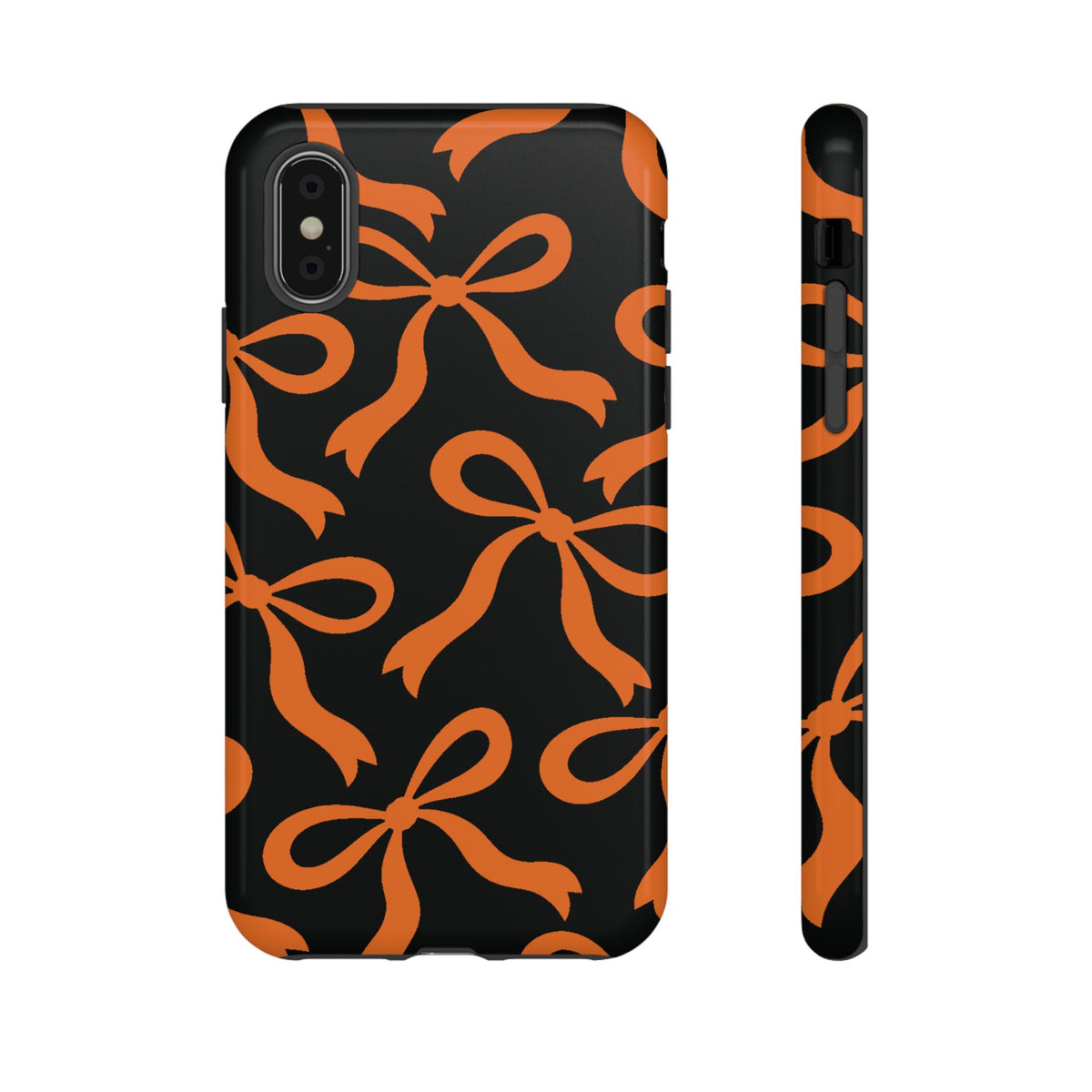 Bold Black and Burnt Orange Bow Pattern Phone Case - Black Phone Case - iPhone XS / Glossy