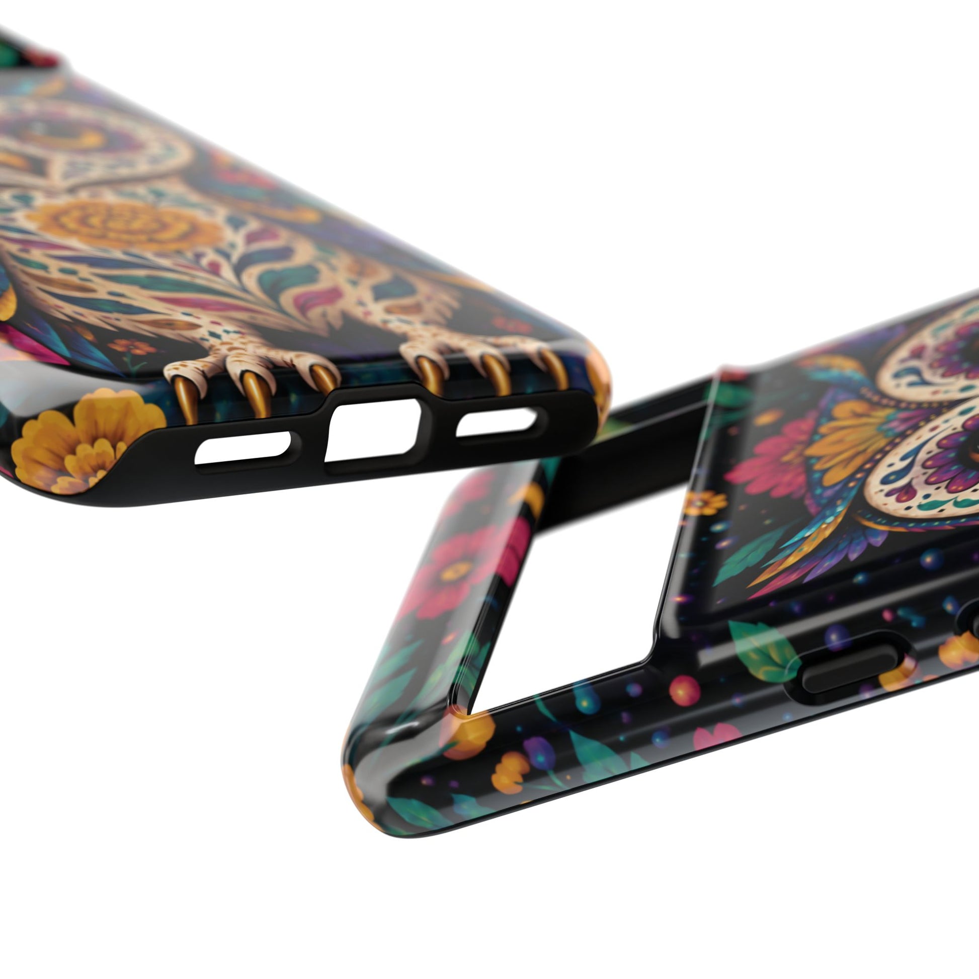 Vibrant Purple and Teal Calavera Owl Phone Case - Multicolor Phone Case
