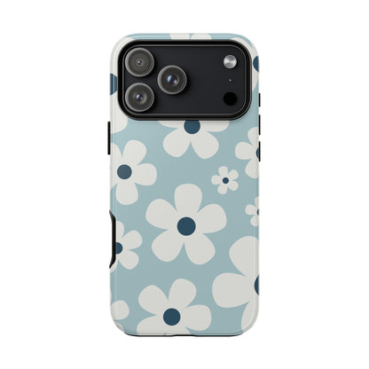iPhone 17 Pro Max / Glossy Phone Case - Cute Light Blue Daisy Pattern Phone Case