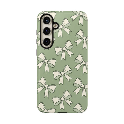 Chic Sage Green Bow Pattern Phone Case