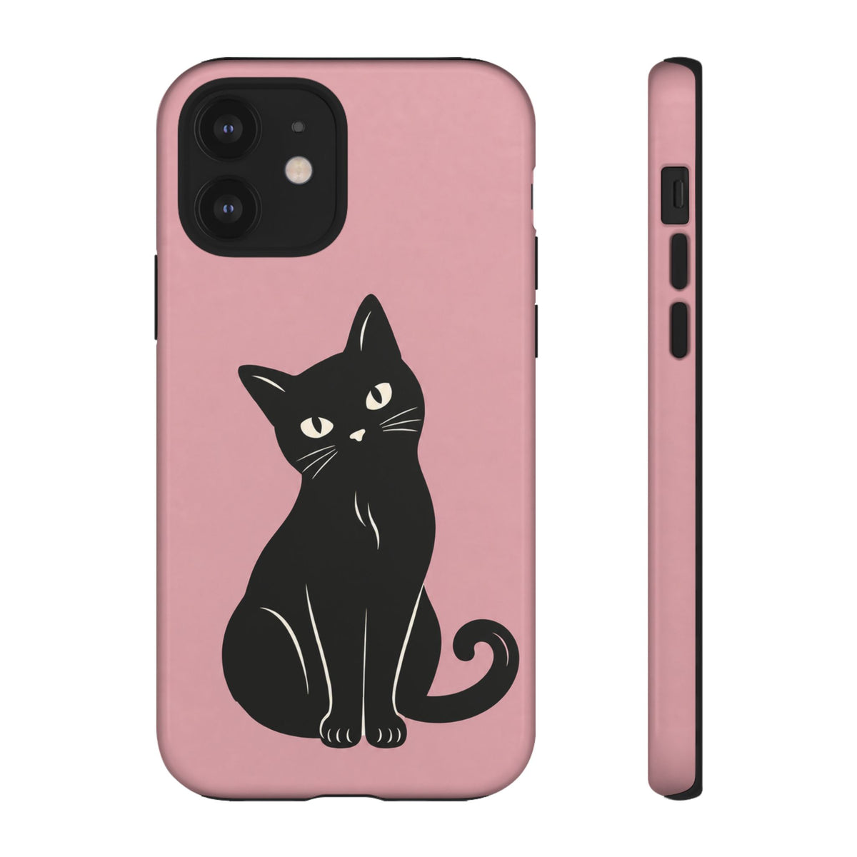 Minimalist Blush Pink & Black Cat Phone Case