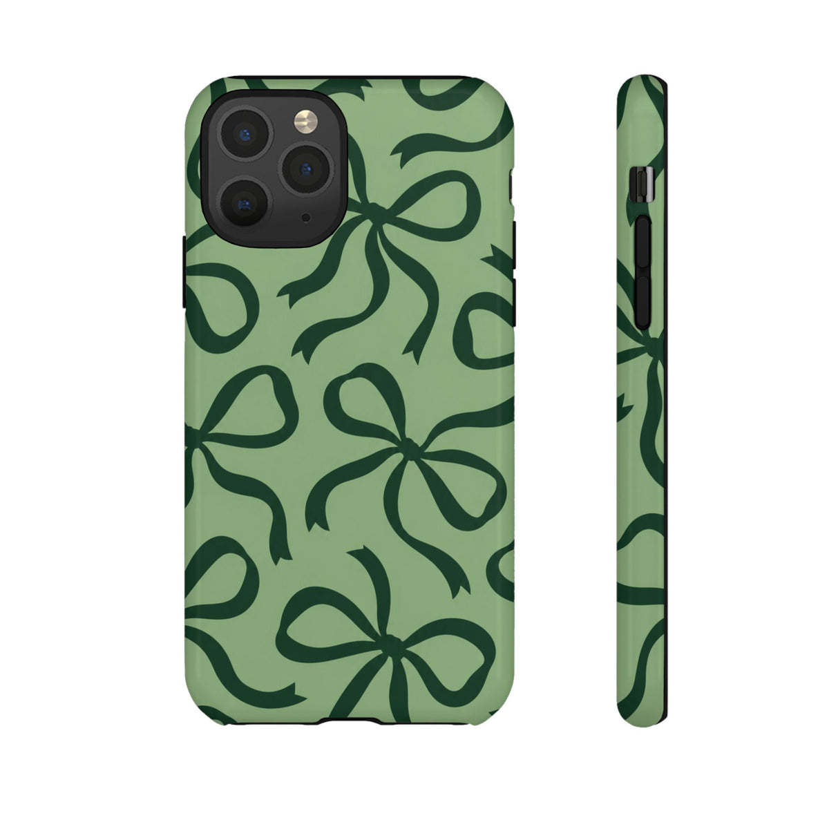 Bold Sage Green and Forest Green Bow Pattern Phone Case