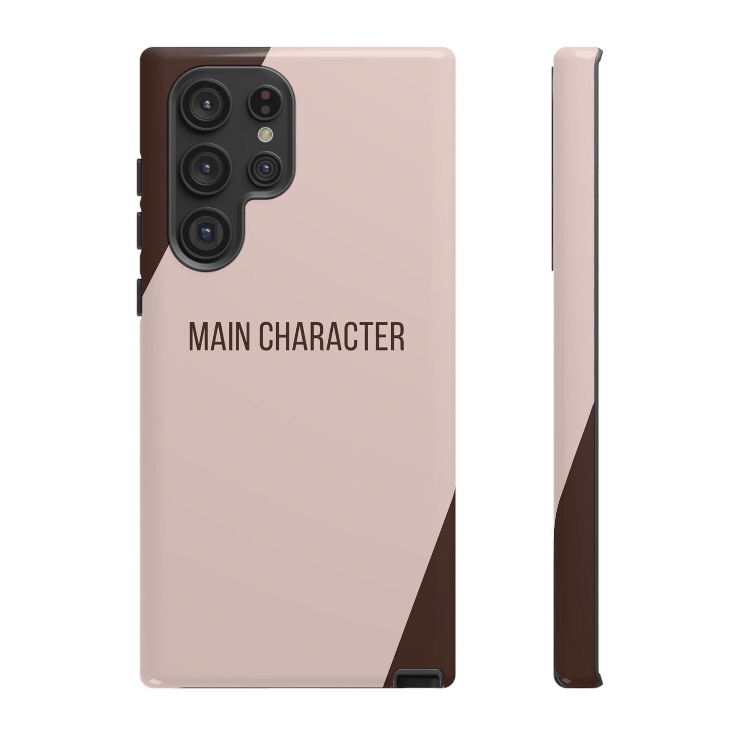 Samsung Galaxy S22 Ultra / Glossy Phone Case - Sassy Statement Case ’Main Character’ in Pink & Brown