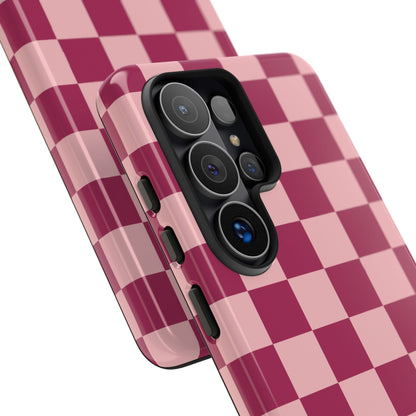 Pink Checked Pattern Phone Case - Pink Phone Case