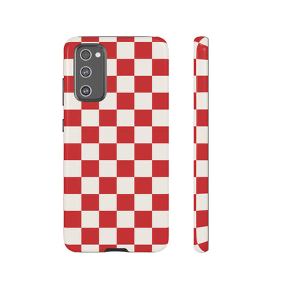 Samsung Galaxy S20 FE / Glossy Phone Case - ’Red Checkered Pattern’ Phone Case