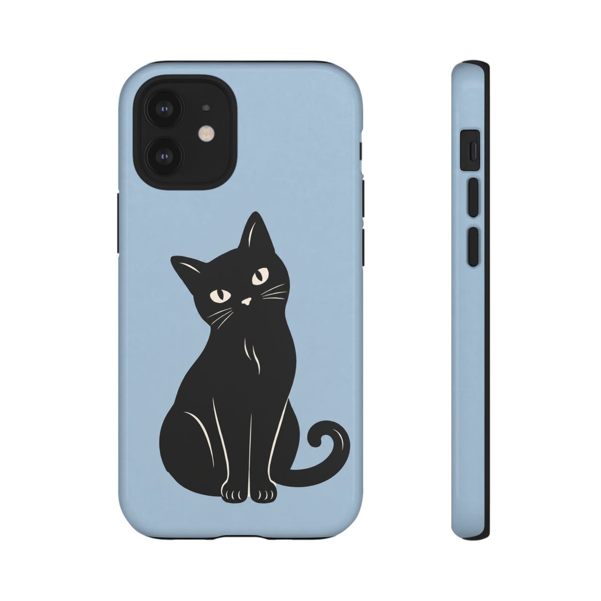 Minimalist Powder Blue & Black Cat Phone Case