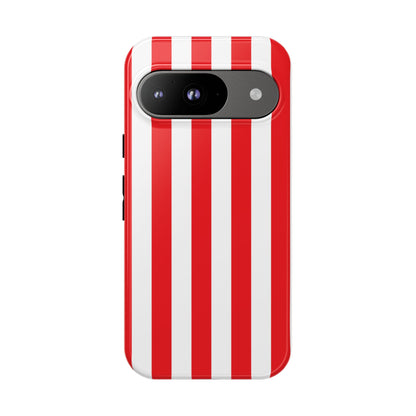 Google Pixel 9 / Glossy Phone Case - Simple Red & White Stripe Pattern Phone Case