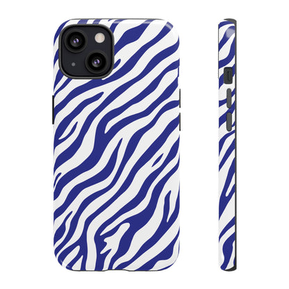 Stylish Electric Blue Zebra Print Phone Case