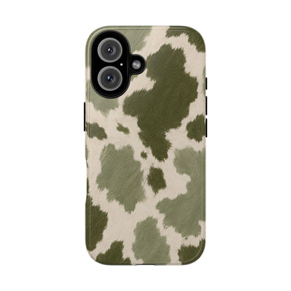 Stylish Olive Green Cow Print Phone Case
