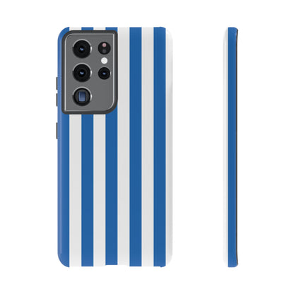 Samsung Galaxy S21 Ultra / Glossy Phone Case - Simple Light Blue & White Stripe Pattern Phone Case